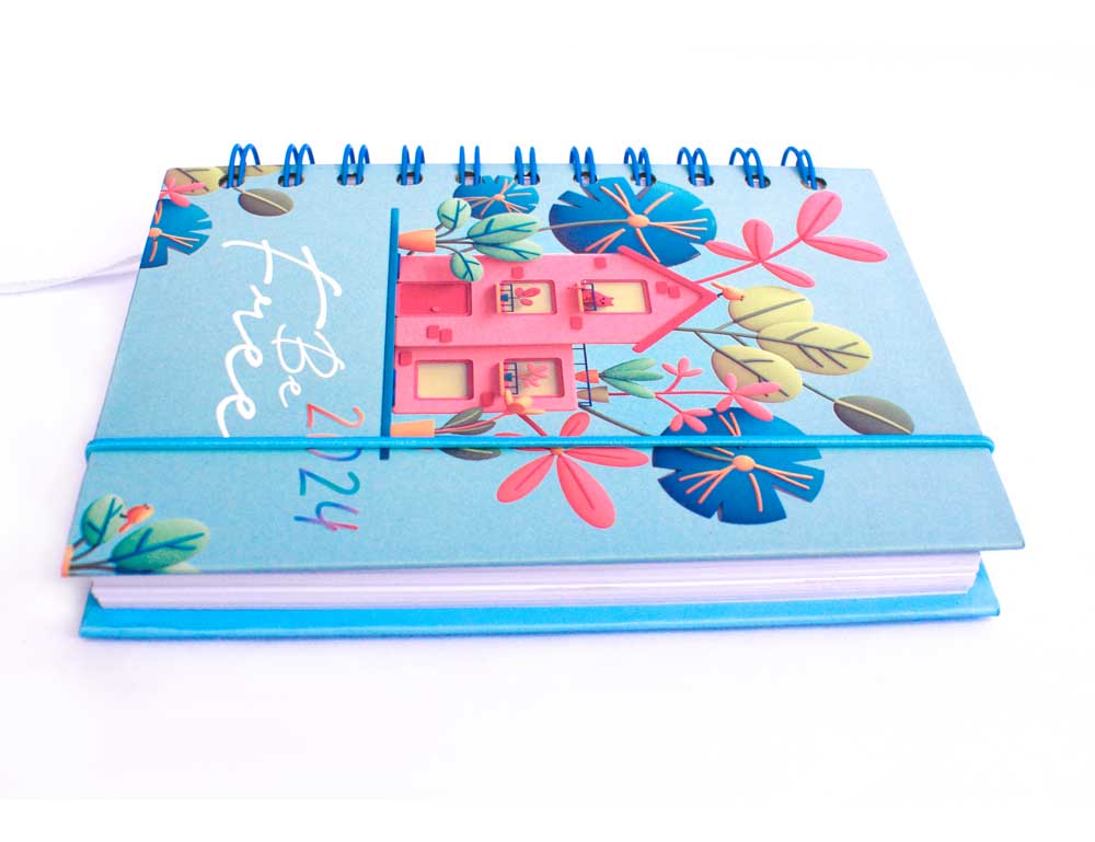 Agenda anillado A6 con sugetador de liga tapa DISEÑO año 2024