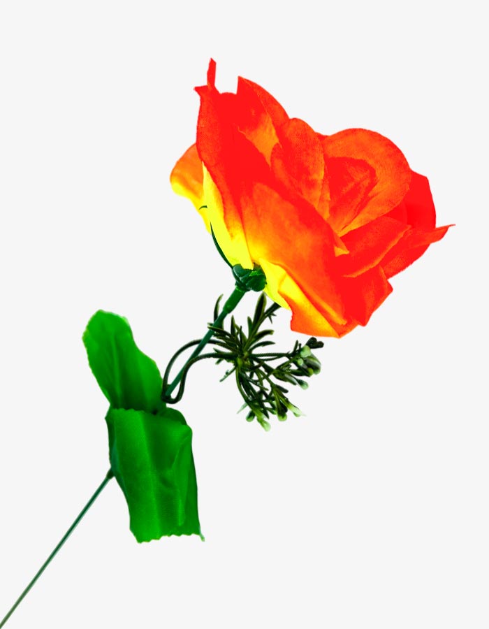 Flor - rosa individual largo 45 cm,  corola 8cm