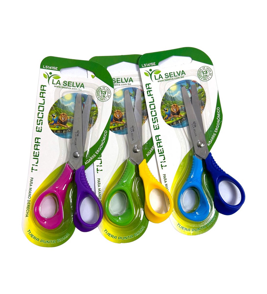 Tijera escolar ergonomico La Selva 24pcs