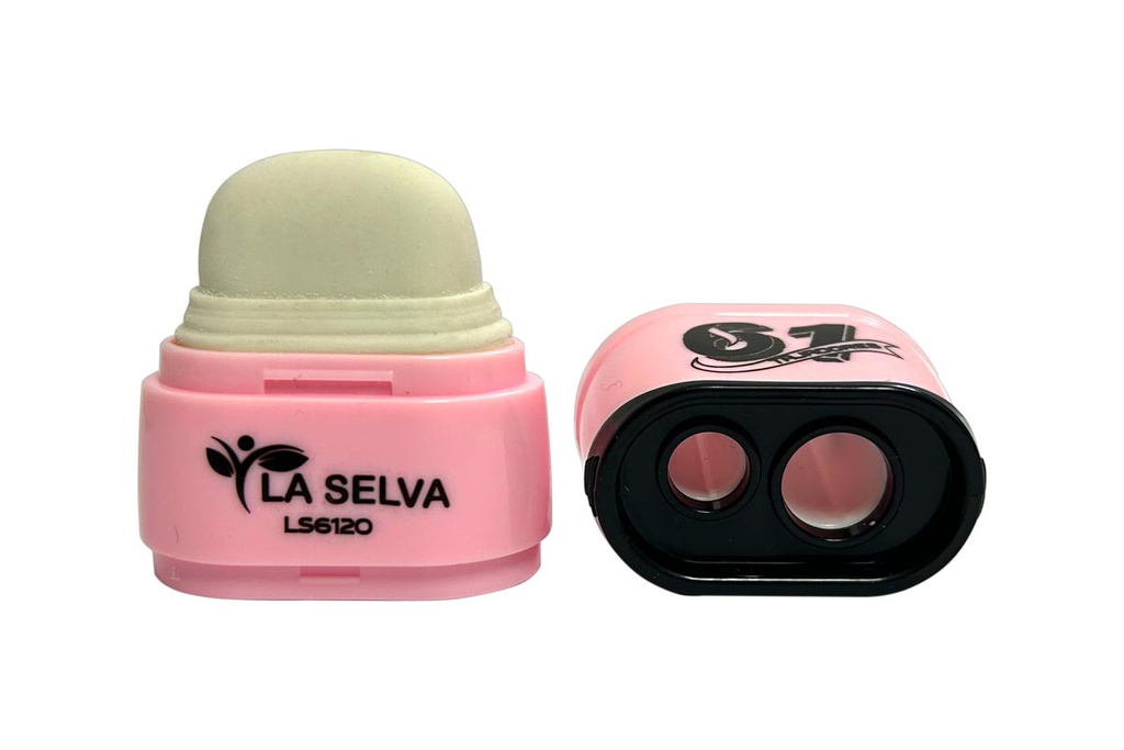 Tajador doble(8mm y 12mm) + borrador y deposito La Selva de 20pcs