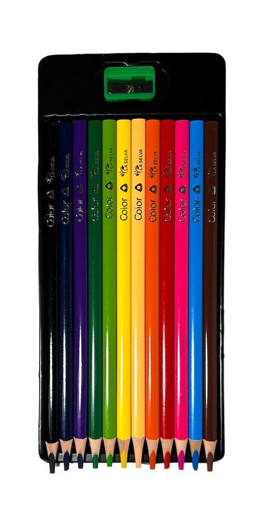 Color largo tiangular mina 4mm La Selva de 12 colores + tajador