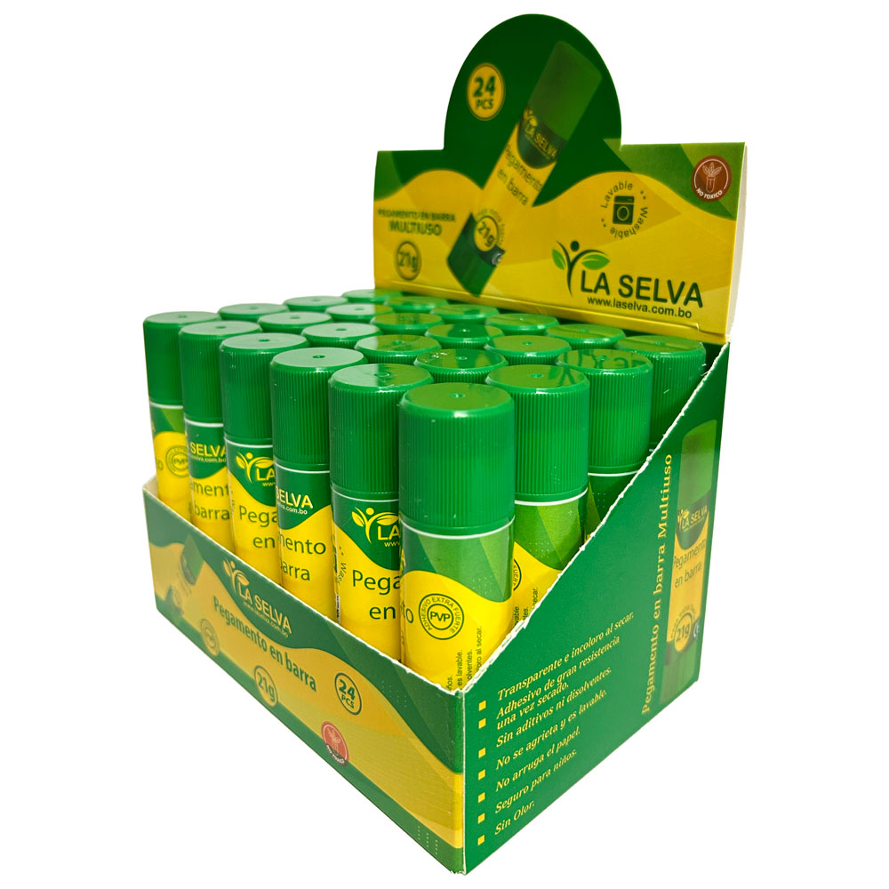 Pegamento en barra 21g La Selva 24pcs