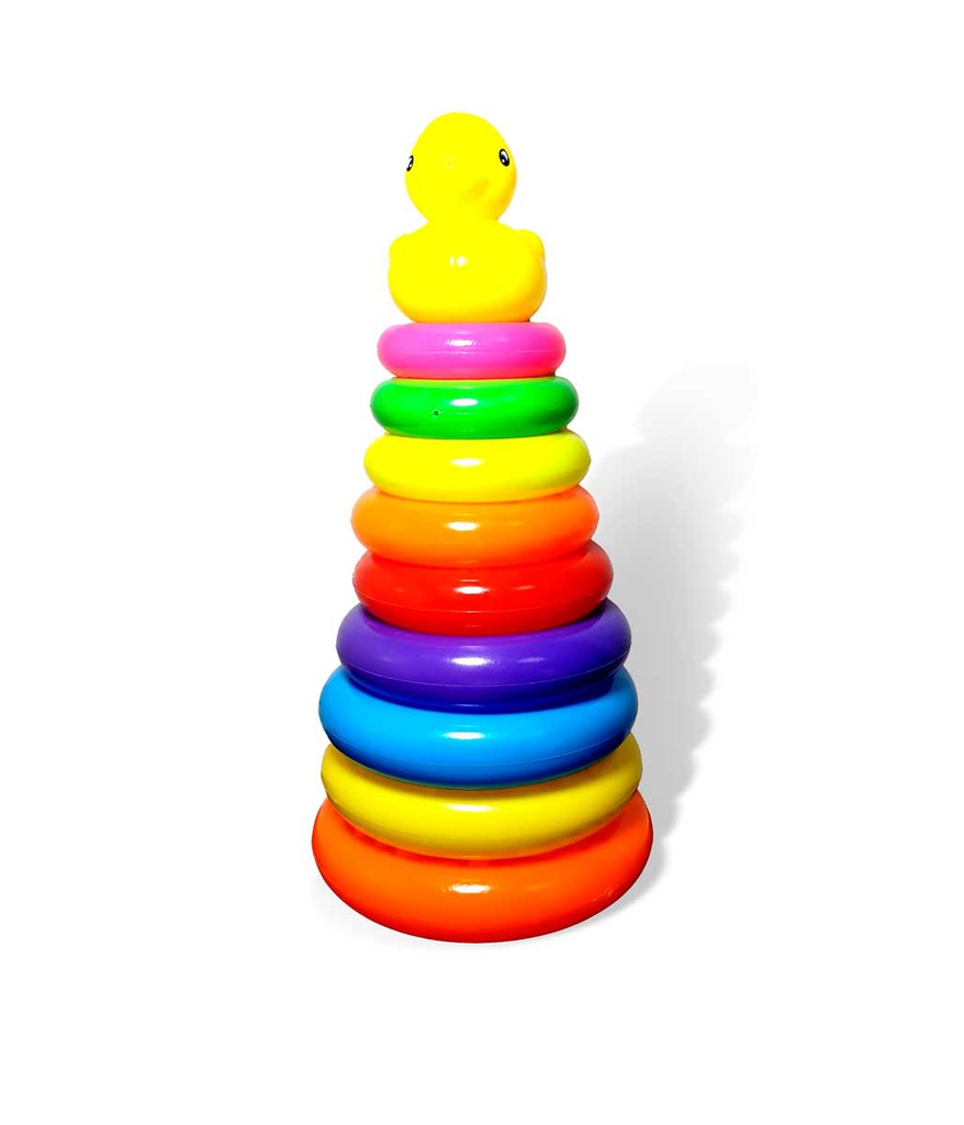 Juego didactico piramide de anillas con PATITO, alt. 29cm, de 9 anillas
