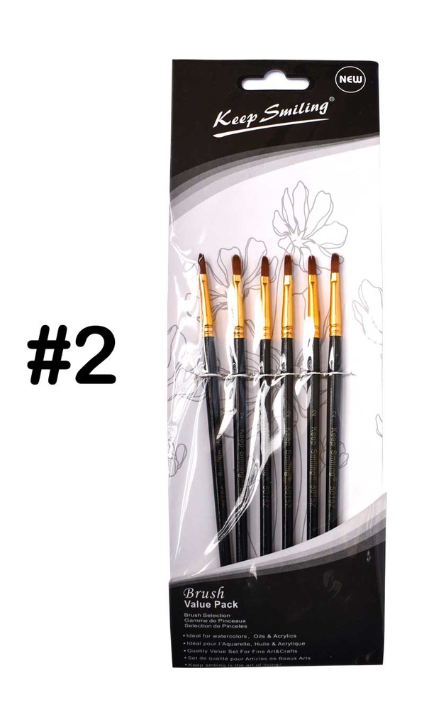 Pincel lengua de gato mango negro Keep Smiling #2 de 6PCS