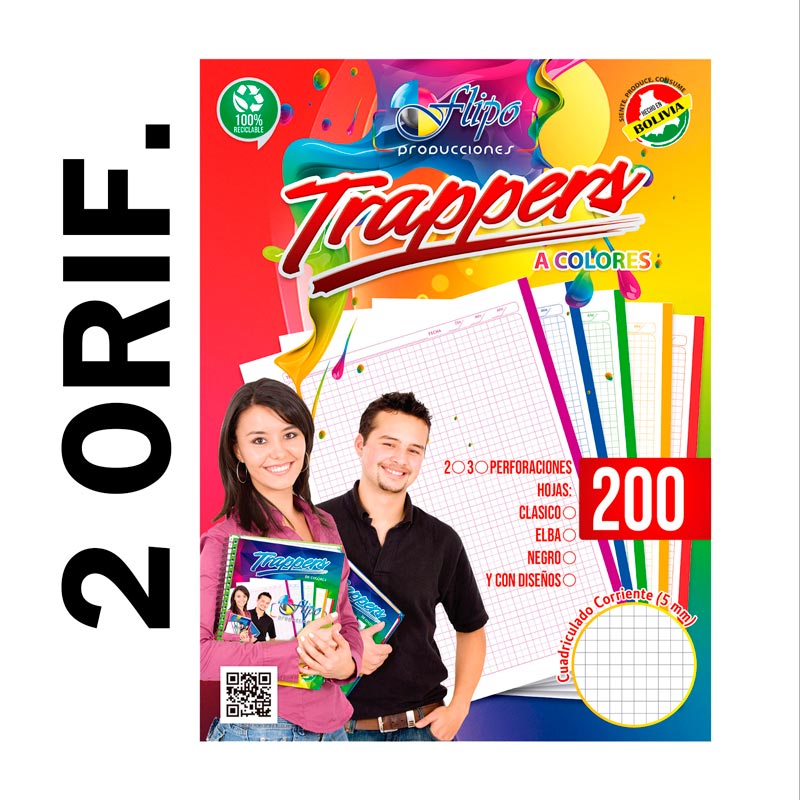 Hojas trapper Flipo  Colores suaves PUNTEADAS 200hjs (2 Huecos)