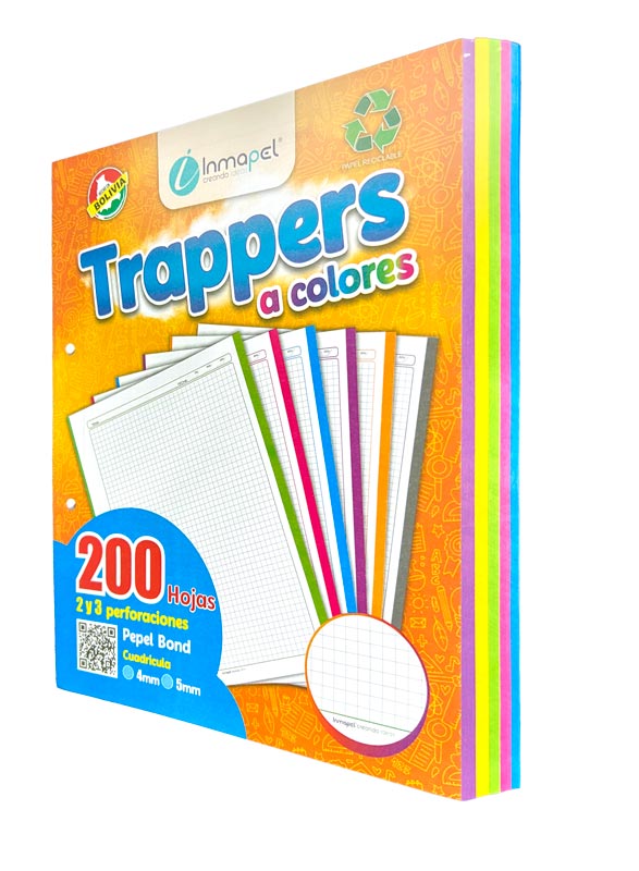 Hojas traper INMAPEL clasico 5 colores  200hjs (2 Huecos)