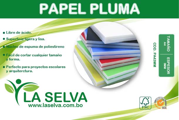 Carton pluma blanco A4 espesor 3mm La Selva