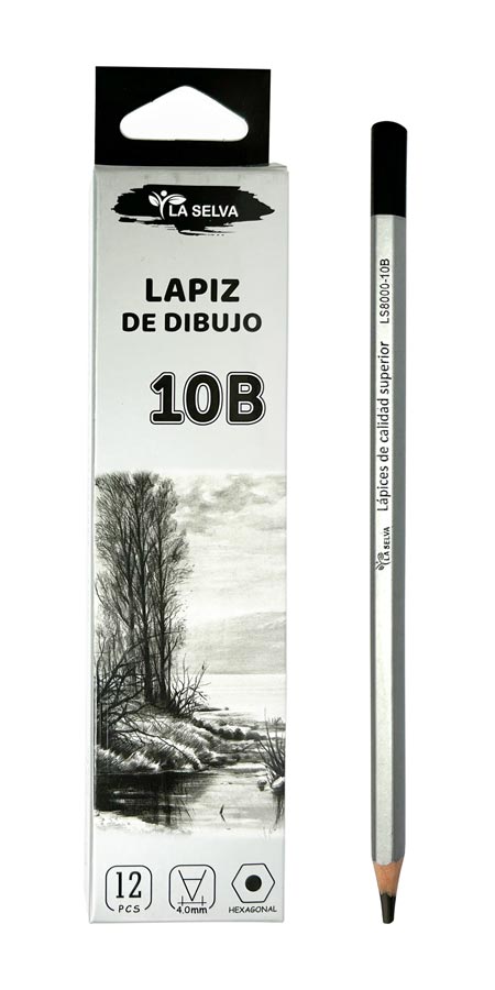 Lapiz carbonico de dibujo 10B-4.0mm La Selva 12pcs