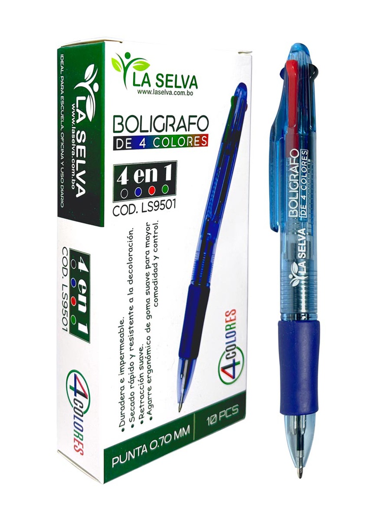 Boligrafo de 4 colores La Selva de 10pcs