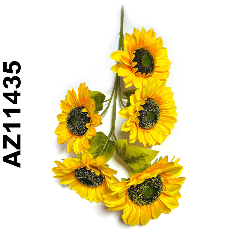 Flor - ramo de 5 girasoles AZ11435, largo 100 cm, 5 corolas de 14-17cm
