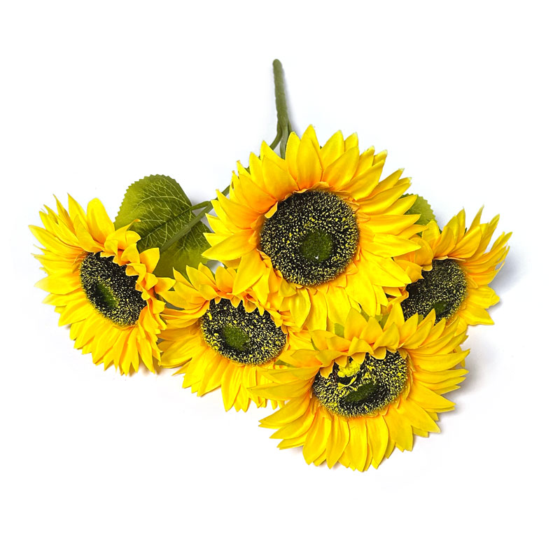 Flor - ramo de 5 girasoles AZ11432, largo 48 cm, 5 corolas de 13cm