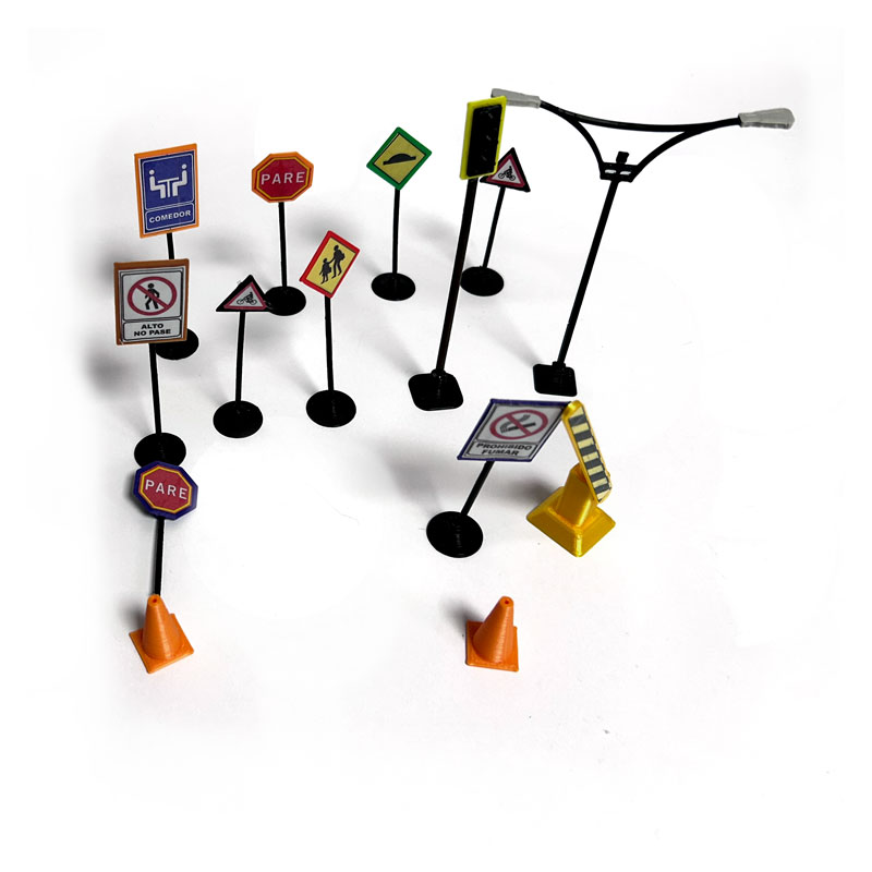 Maqueta - juego señalizacion de transito escala 1:50 bolsa de 14pcs