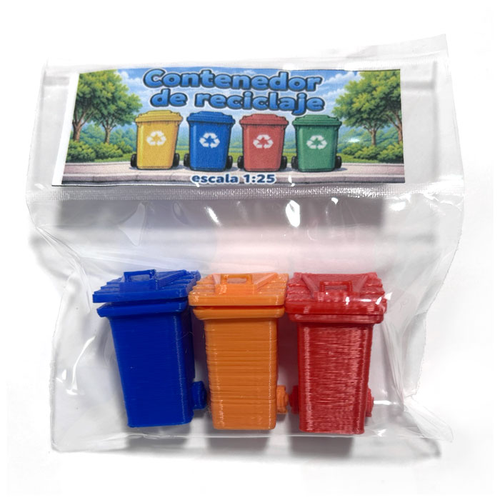 Maqueta - contenedor de reciclaje escala 1:50 3pcs (Grande)