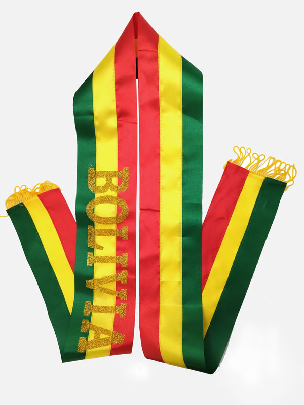 BANDA TRICOLOR 10cm x 1.6m CON BORDE DORADO