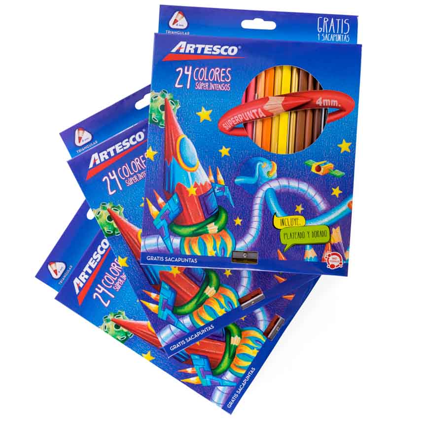 Color largo triangular Artesco de 24 Colores + tajador