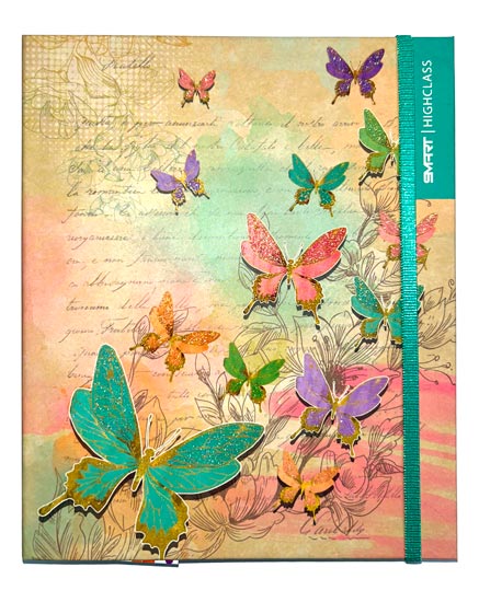 Cuaderno anillado tapa dura A5/medio oficio con liga Smart Book, con 5 separadores, sujetador de  liga, 145 hojas