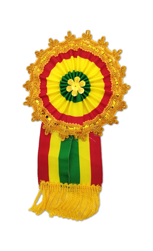 Escarapela Tricolor borde greca dorado diametro 15cm, 12PCS