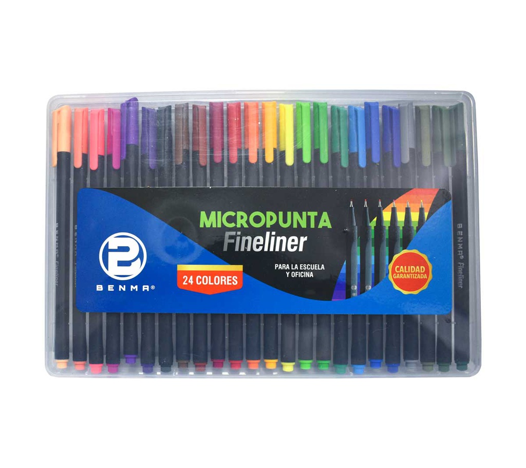 Micropunta fineliner cuerpo negro Benma de 24 colores