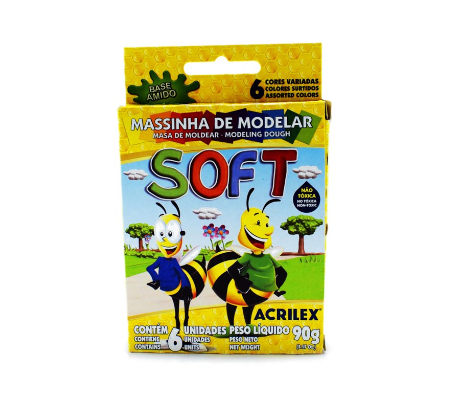 Plastilina Acrilex Soft 90g pequeña 6 colores