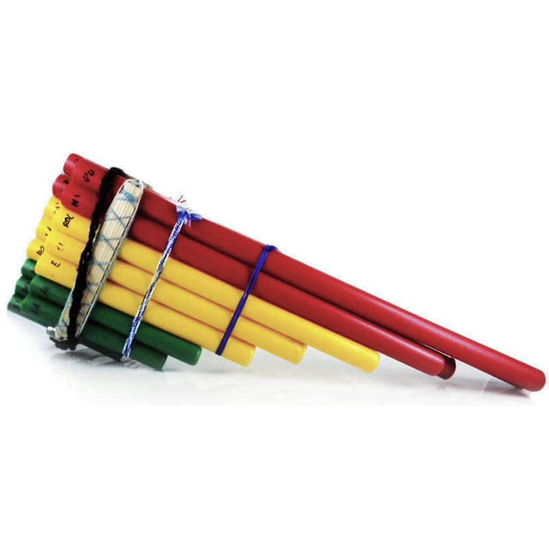 Instrumento Musical - Zampoña plástico TRICOLOR 7-8 tubos