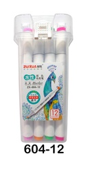 [DOO12] Marcadores DOODLE doble punta biselado y redondo 5/1.5mm frasco rigido de 12 colores