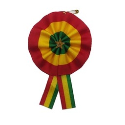 [ESC9] Escarapela Tricolor Borde Greca Dorado DIAMETRO 9CM, (12PCS)