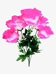[RR5010] Flor - ramo de 5 rosas con adornos blancos,  largo 50 cm, corola 10 cm
