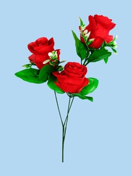 [RR627] Flor - ramo de 3 rosas con adornos blancos, largo 62 cm, corola 7cm