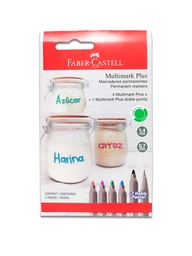[153941] Marcador multimark plus permanente Faber Castell 4 colores + 1 doble punta
