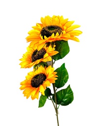[0227-3] Flor - ramo de 3 girasoles, largo 95 cm, 1 corola 17 cm y 2 corolas de 15cm