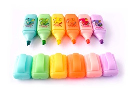 [XYH-908] Resaltadores color pastel estuche de 6 unidades con dibujo de animales