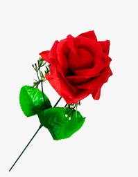 [FI458] Flor - rosa individual con adorno blanco, largo 45 cm,  corola 8cm