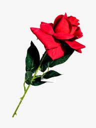 [FI6010] Flor - rosa individual terciopelo doble hoja, largo 60cm, corola 10cm