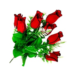 [RR353] Flor - ramo de 7 rosas rojas, largo 35 cm, corola 3 cm