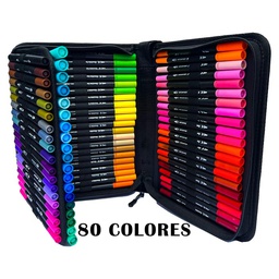 [CD-80] Marcador DUAL TIP 1-2mm aprox. y punta pincel de 80 colores