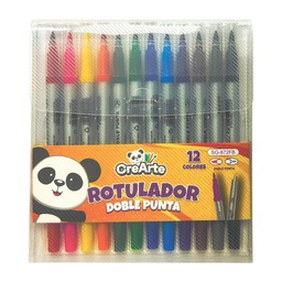[SG-872FB] Marcador doble punta CreArte pincel y micropunta 12 colores